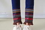 Customized Super Skinny Fit Denim Jeggings For Young Ladies Embroidery Around