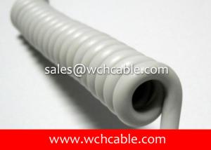China 30V PUR Curly Cable UL20563 26AWG 1Pair OD3.6mm VW-1 Half-matt Black L=280mm factory
