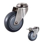 4" PU Silent Wheel Threaded Stem Swivel Locking Medium Duty Stainless Steel