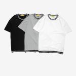 OEM high quality summer new striped rib campus style European American men's