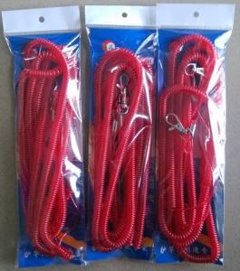 China 10m red plastic coiled lanyard for fishing using in big quantity stock with fast delivery factory