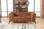 Light Luxury Europe Leather Chesterfield Sofa / Two Seater Leather Couch