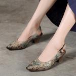 S350 Handmade Gradient Color Leather Square Heel Fashion All-Match Women'S Shoes