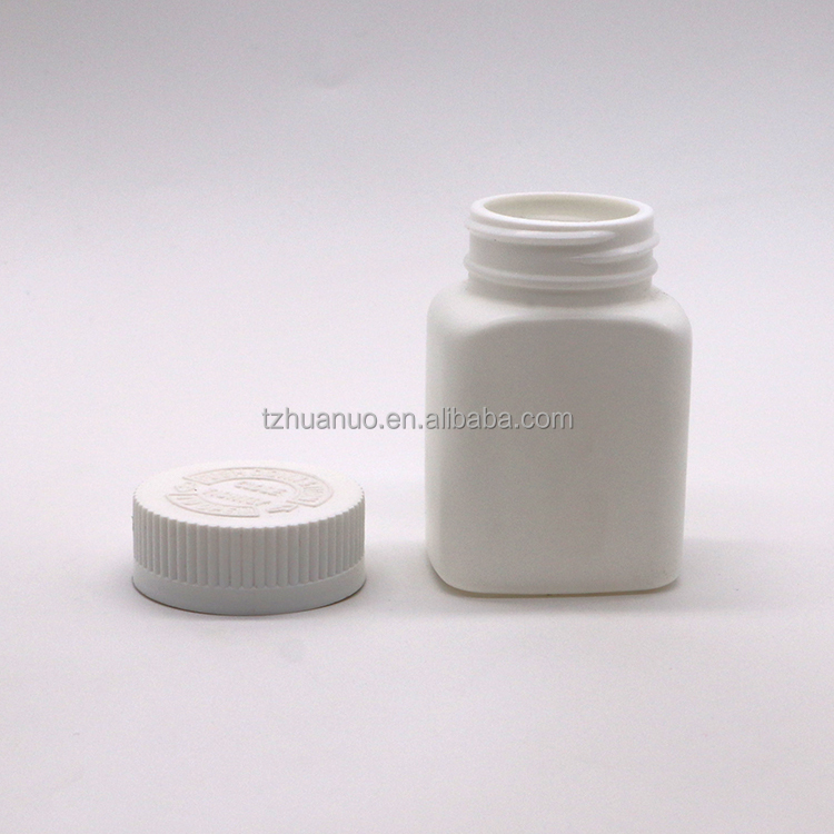 80ml Custom Color HDPE Square Bottle with Screw Cap and Kid Safety Cap