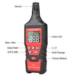China 60 Degree Digital Lcd Temperature Thermometer Humidity Meter Clock factory