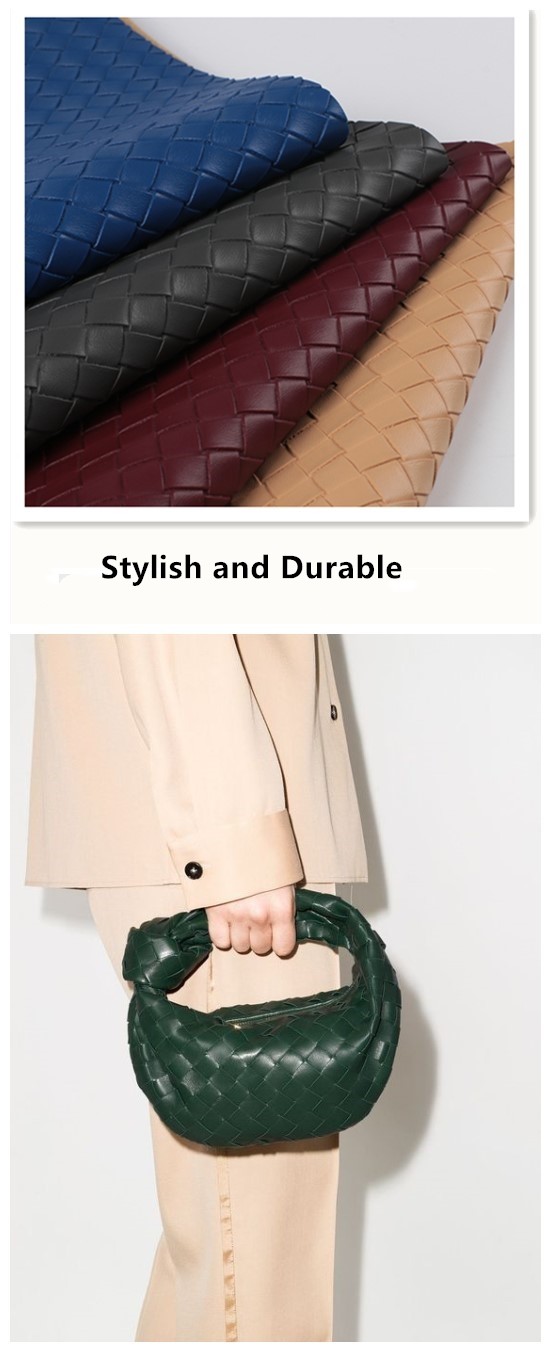 Soft and Durable Embossed Woven Handbag PVC Faux Leather Fabric
