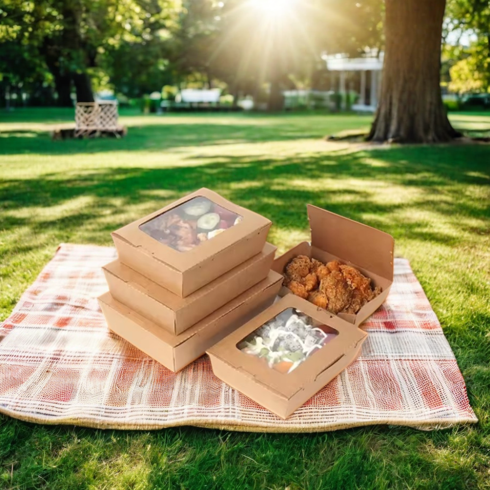 China Customized eco-friendly and biodegradable kraft paper takeaway food box kraft paper lunch box on sale