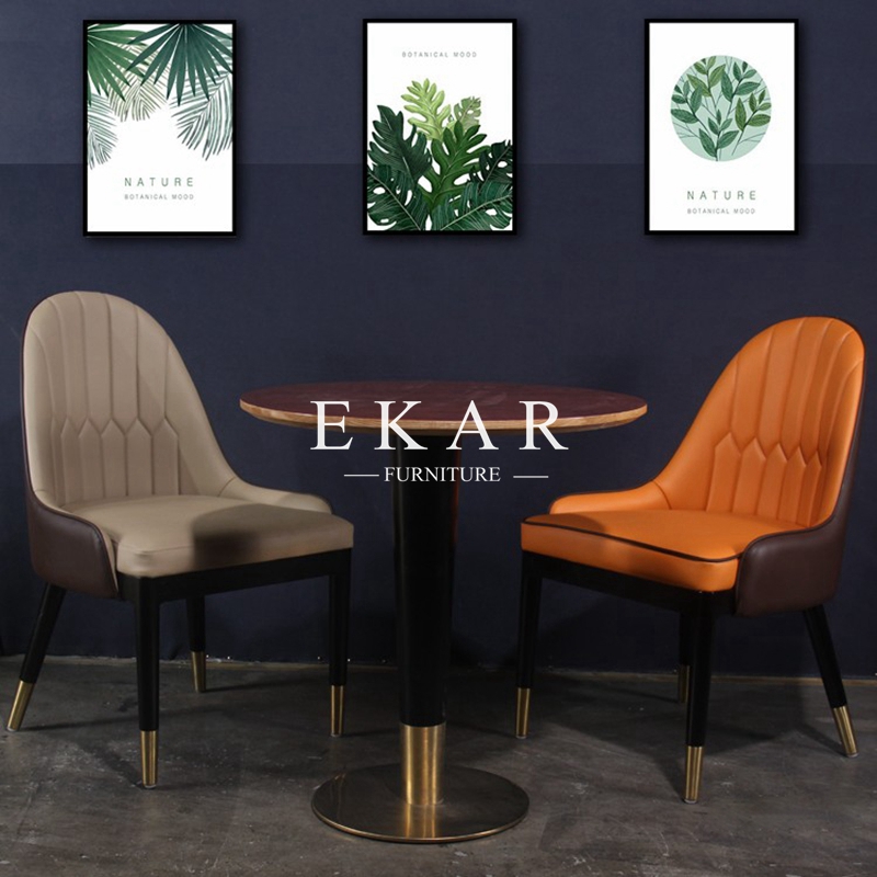 French Italian Style Wooden Modern Leather Dining Chair