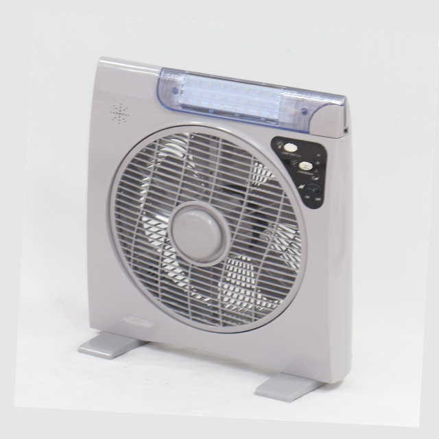Household 12V Solar Energy Rechargeable Box Fan With LED Light