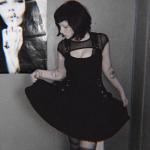 European and American modern punk style dark black sexy mesh stitching