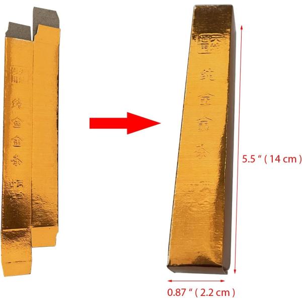 Ancestor Money Chinese Joss Paper Gold Bar, Sacrificial Supplies For Hungry Ghost Festival All Souls Day Ching