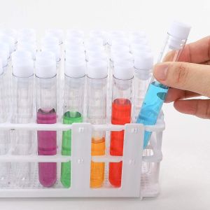 Plastic Test Tubes With Rack And Caps, 16 X 100mm With Holder For Scientific