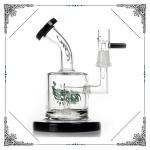 Mini Toro Glass Dab Oil Rigs With Percolator Hookah Bong Black Mouth And Base