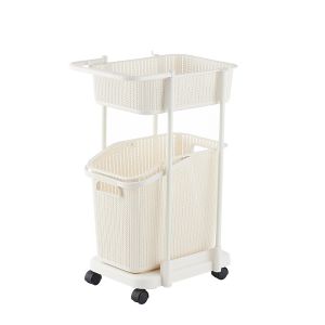 Stackable 72cm 2 Tier Plastic Laundry Hamper With Wheels