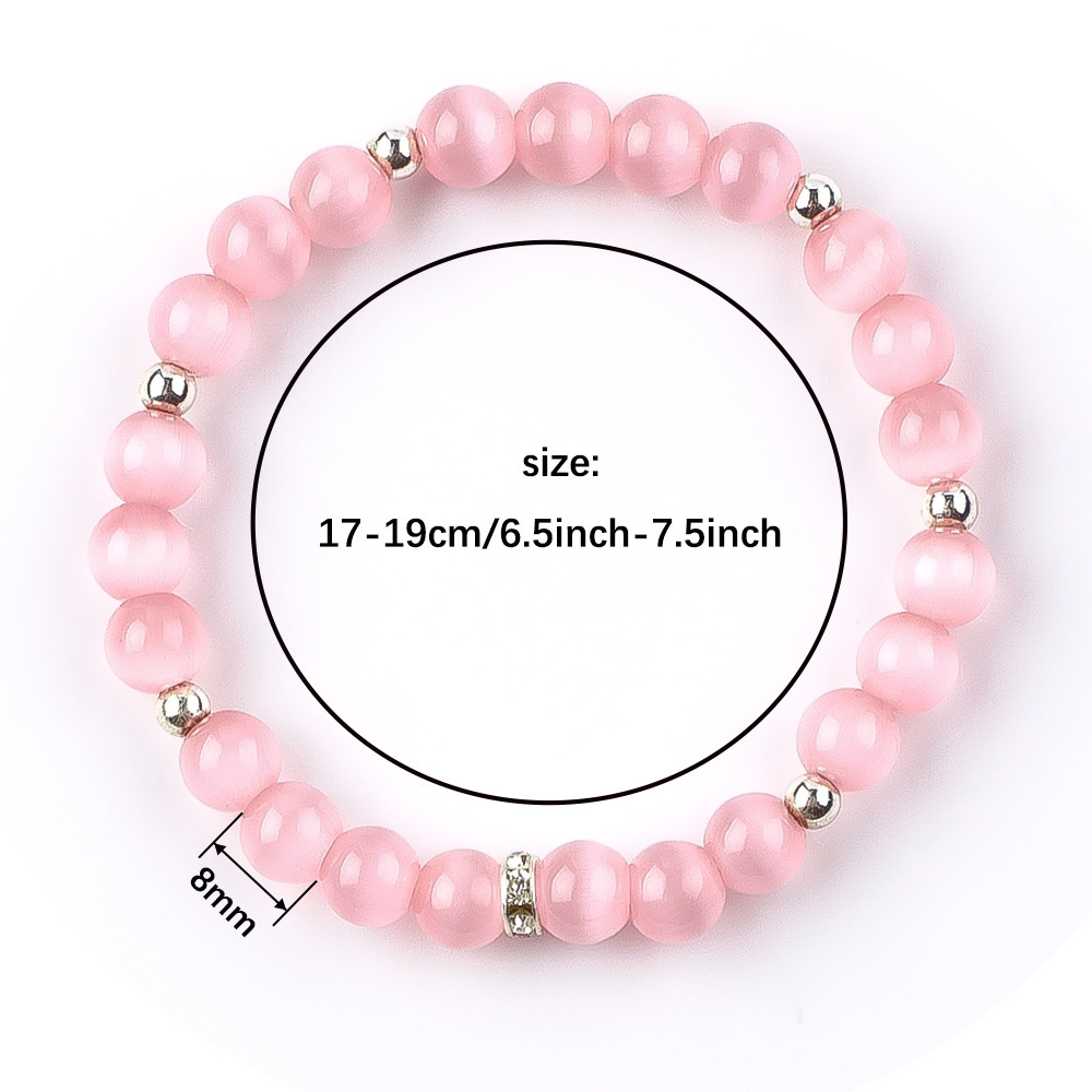 8mm//10mm/12mm Round Cats Eye Gemstone Bracelet For Clothing Matching