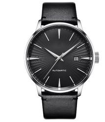 China 3atm Leather Strap Wrist Watch OEM 43mm Gents Quartz Watches Stainless Steel Case factory