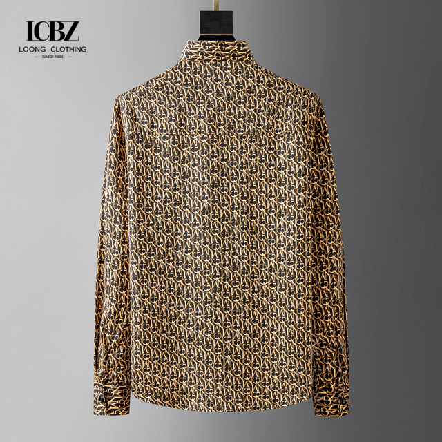 Autumn Casual Fashion Long Sleeves Customized Oversized Shirt Logo Print for Mens Designer