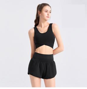 China Custom made Tight Fit Sexy Back Womens Sports Bra And Shorts Set factory