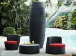 Brown Resin Wicker Bullet Sofa Set , Steel Frame Obelisk Sofa Set