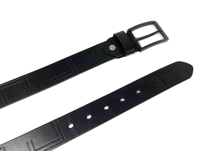 3.5cm Width Cowhide Black Mens Casual Leather Belt