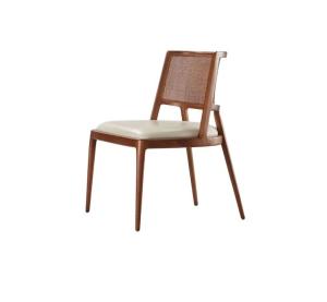 China Ashwood Frame Nordic Design Modern Solid Wood PU Leather Rattan Dining Room Restaurant Chair 2023 for Cafes and Restaurants factory