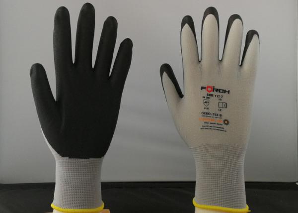 Low DMF Nitrile Grip Gloves , Nitrile Foam Coated Gloves High Elastic Nylon
