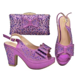 China Spring Women's Party Shoes Set with Beautiful Stones and Matching Bag Italian Design factory