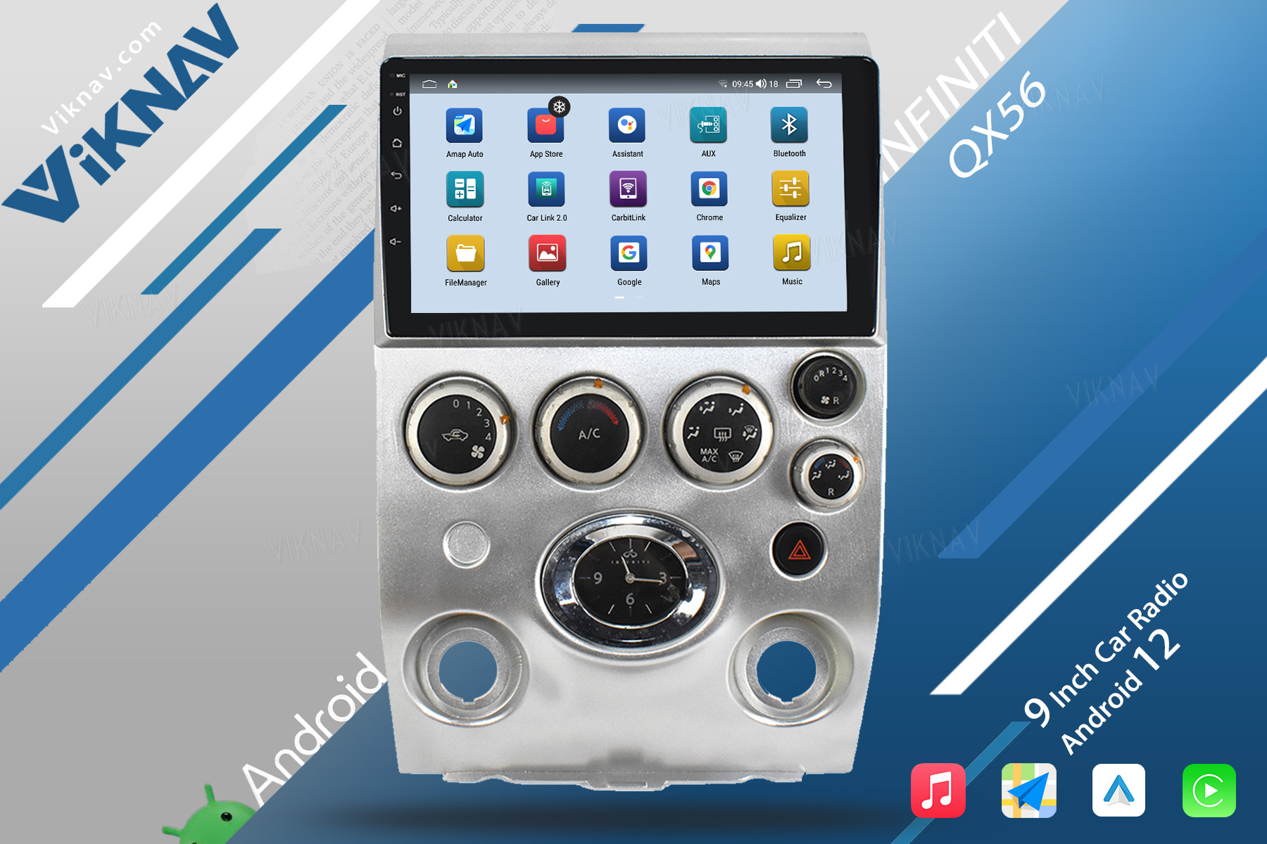 Infiniti QX56 2003-2010 9 Inch Infiniti Head Unit Aftermarket Bluetooth Radio Touchscreen