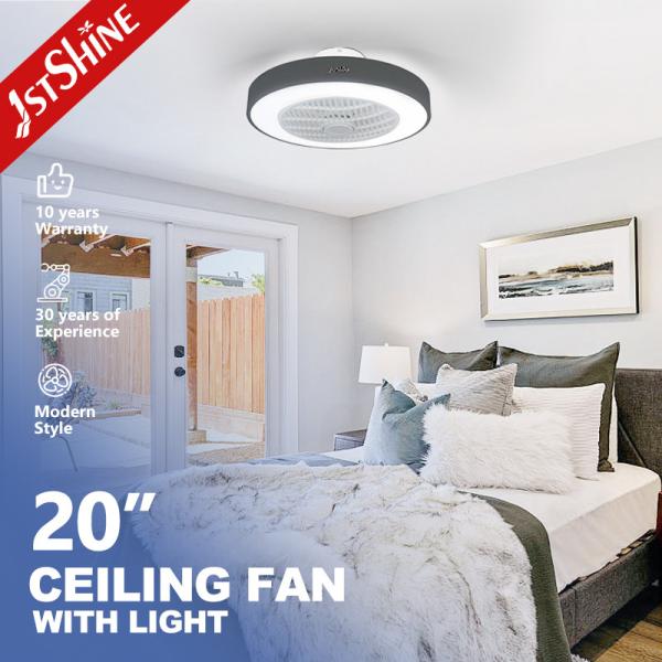 Silent DC Motor Flush Mount Ceiling Fan With Lights , Low Profile Fan For