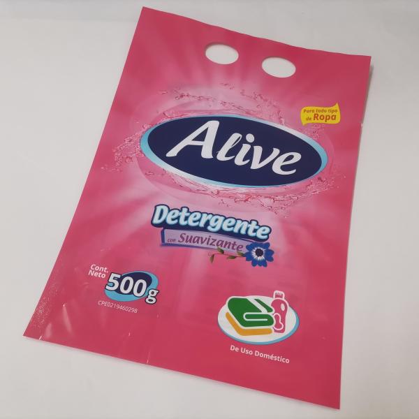 China Punchable Washing Powder Packaging Bag Glossy 3 Side Seal Pouch factory