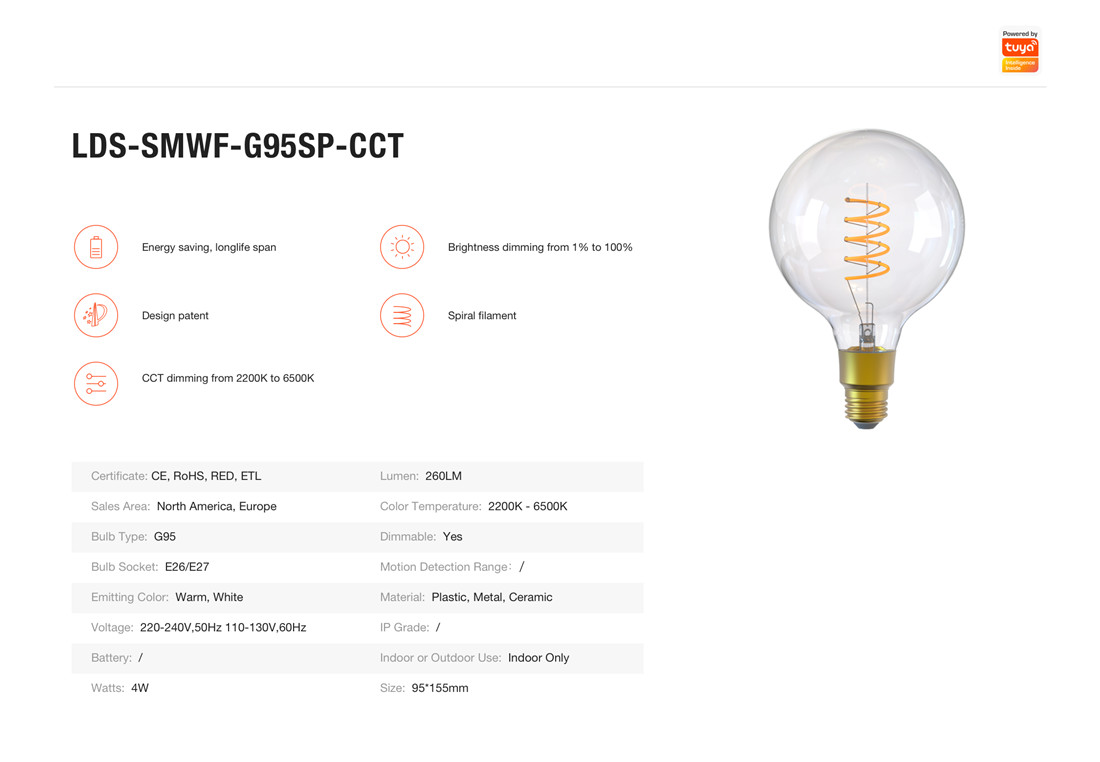 Smart Bulb(LDS-SMWF-G95SP-CCT)