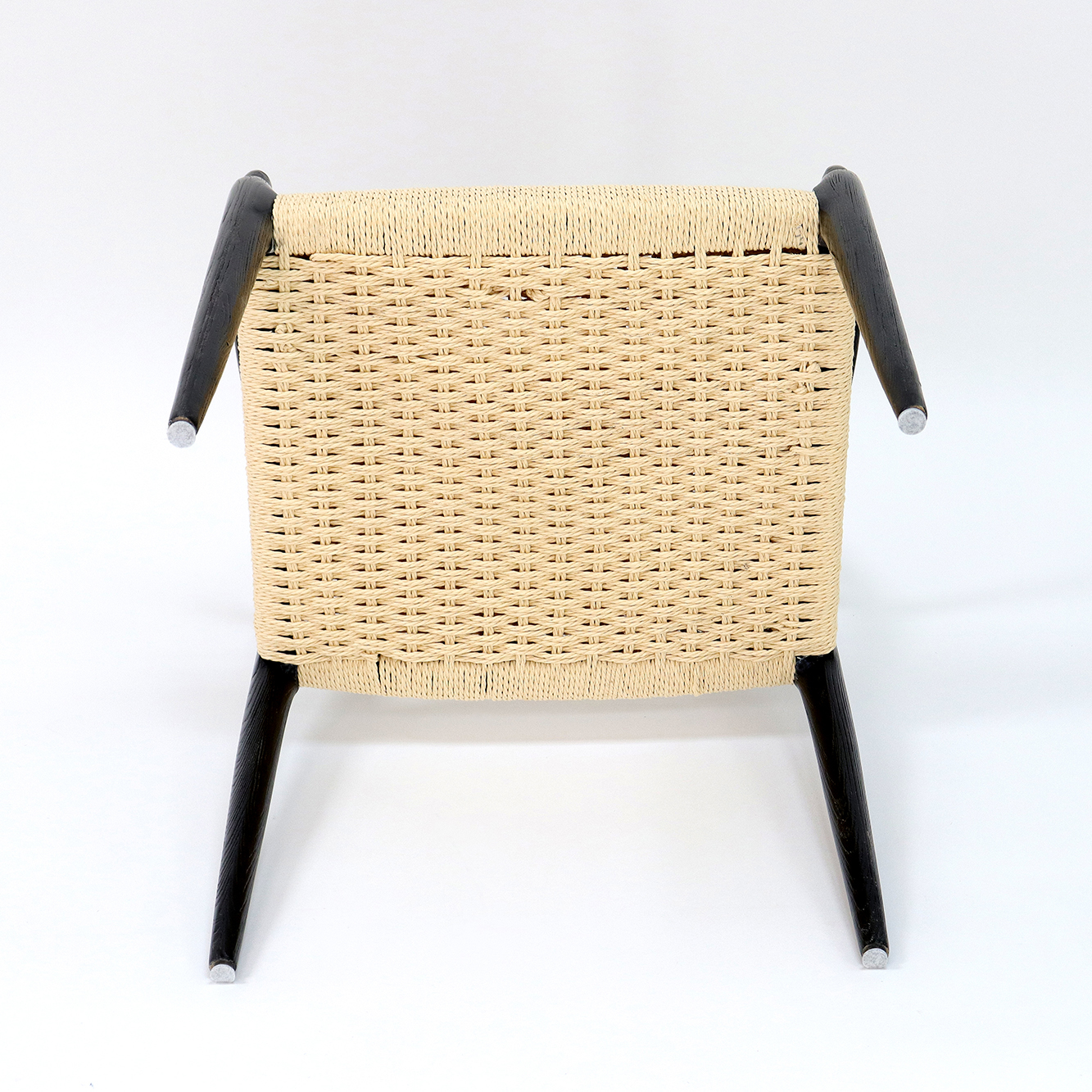 Modern Dining Chair Hand-woven Cord Nitrolacquer Finish Solid Wood with Armrest Modern Design