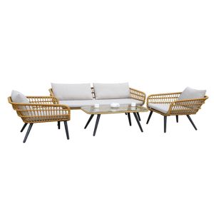 China Leisure Patio Dining Table And Woven Rattan Chair Set Outdoor Furniture For Garden Hotel Villa Bal on sale