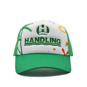 Screen Printing Affixed Patch 5 Panel Trucker Cap Cotton Polyester Custom Fabric