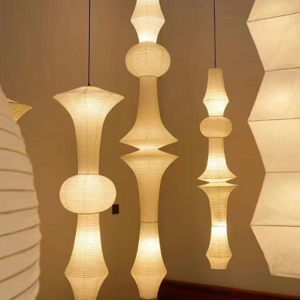 Wabi-sabi paper lamp aisle corner stairwell loft long medieval chandelier