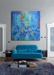 Abstract Cityscape Painting On Canvas , Framed Oil Paintings For Modern House