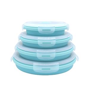China Round 350ml 540ml 800ml 1200ml Silicone Collapsible Lunch Box factory