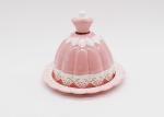 Ceramic Butter Dish with Lid Beautiful Pink Ballet Dress Design Dolomite
