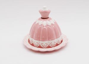 China Ceramic Butter Dish with Lid Beautiful Pink Ballet Dress Design Dolomite Handmade Butter Plates factory