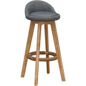 China Commercial Furniture Modern High Bar Stool with Solid Wood Frame and Fabric Seat factory