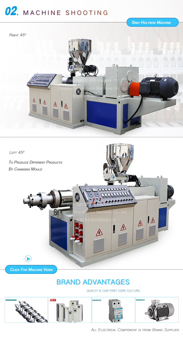 HSJZ-65/132 Multifunctional 37kW Conical Twin Screw Extruder PVC
