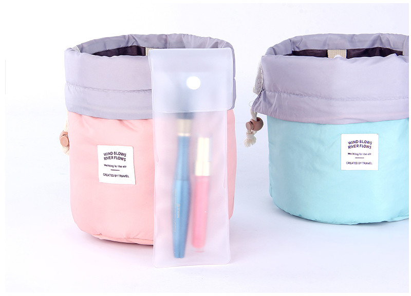 Women'S Drawstring Dia17cm Polyester Cosmetic Bag