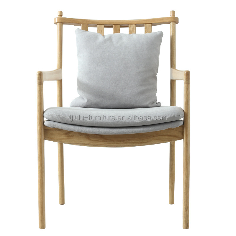 Stylish and Comfortable Nordic Oak Solid Wood Upholstered Armchair Sofa Chair