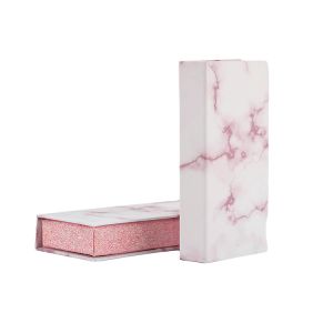 CMYK Custom Marble Printed Non-Toxic Empty False Eyelash Packaging Box for