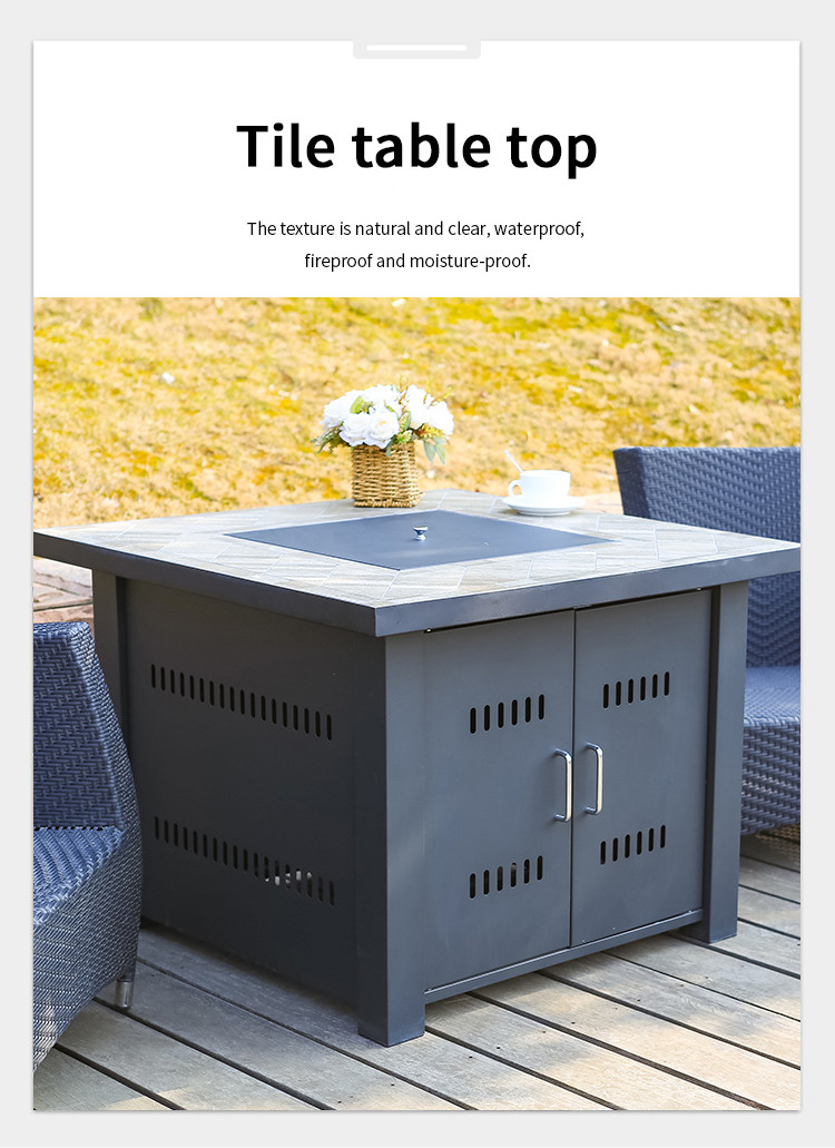 Propane Butane Gas Square Fire Pit 40000BTU Stainless Steel