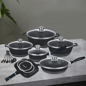 China Wholesale Top Seller Multifunction 23pcs Red Cooking Pot Set Non Stick Ollas Non-Stick Aluminum Cookware Sets factory