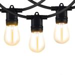 Black 48ft Waterproof Decorative String Lighting Vintage 15 Heads E26 E27