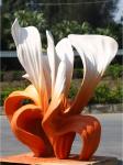 Bespoke Large Floor Standing Flower Fiberglass Sculpture Marble Base For Hotel