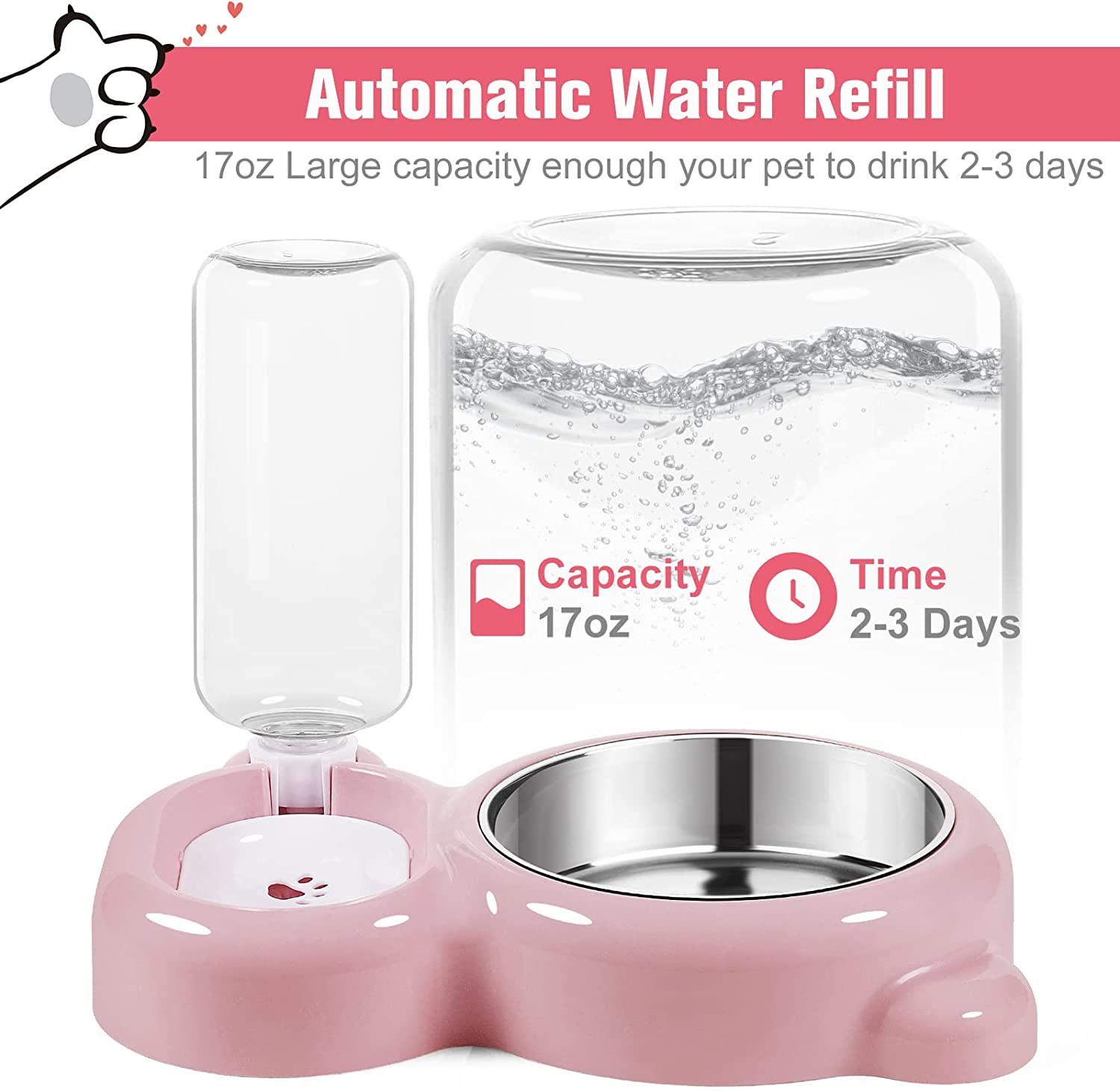 Detachable Pet Water Food Bowl Stainless Steel Automatic Water Dispenser For Small Dogs