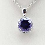 Fine Silver Jewelry Round Amethyst Cubic Zircon Pendant Necklace (PSJ0413)